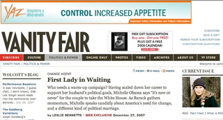 Illustration for article titled Michelle Obama Courts The "Team Aniston" Vote In Vanity Fair